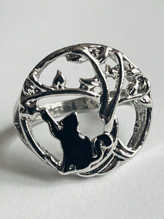 Vintage Cat Ring Size 6 Statement Ring Unique Rin… - image 3