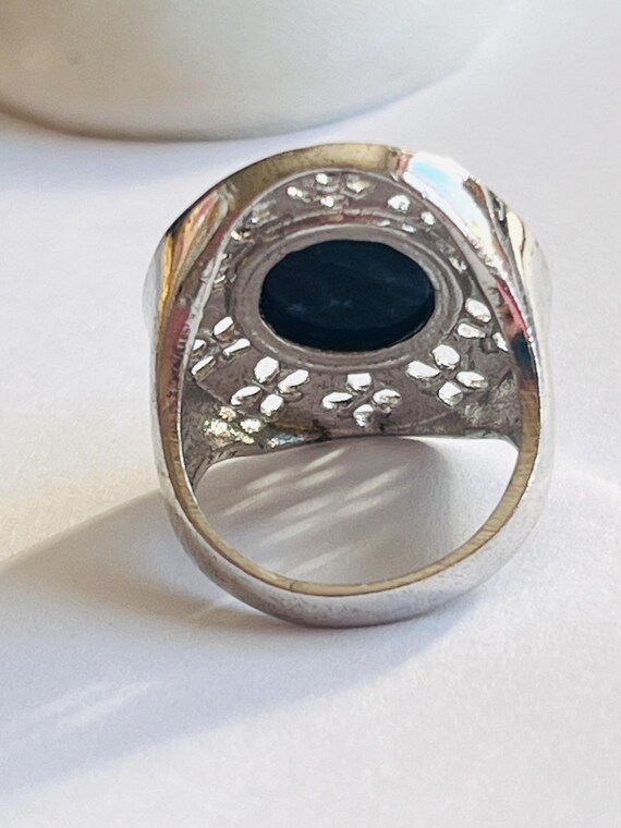 Vintage Gemstone Ring Size 5 Statement Ring Silve… - image 6