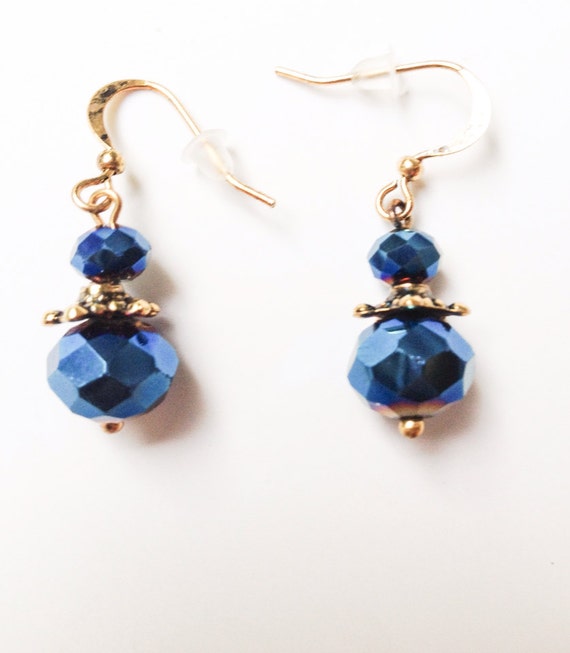 Vintage beaded Earrings Crystal Earrings Dangle E… - image 1