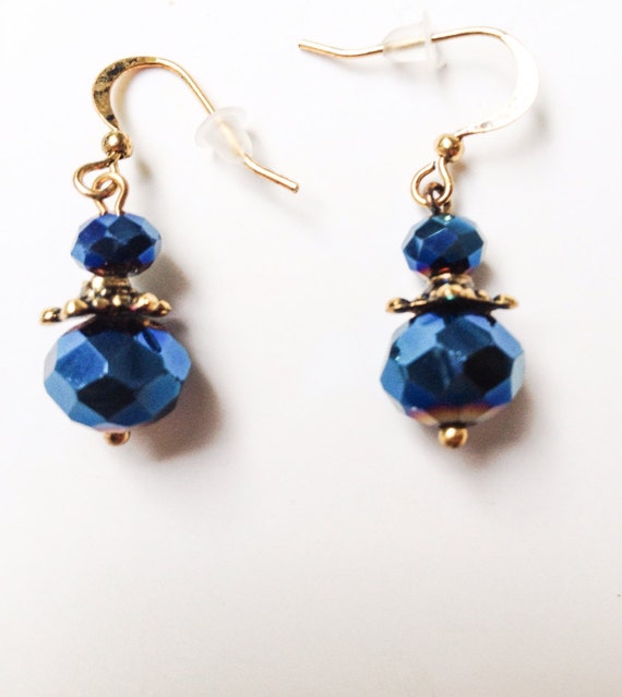 Vintage beaded Earrings Crystal Earrings Dangle E… - image 2