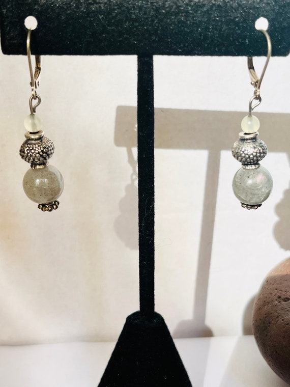 Beaded stone earrings vintage jewelry for women g… - image 2