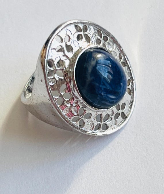 Vintage Gemstone Ring Size 5 Statement Ring Silve… - image 7
