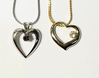 Two Heart Necklaces for women and girls NOS new old stock Vintage Necklaces Love and friendship Victorian style Gift necklaces