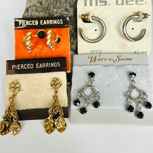 1980s New Vintage Earring Lot Dangle Hoops party earrings retro vintage jewelry accessories Groovy Hippie style for girls or party