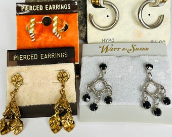 1980s Vintage Earring Lot: Dangle, Hoops, Retro Jewelry