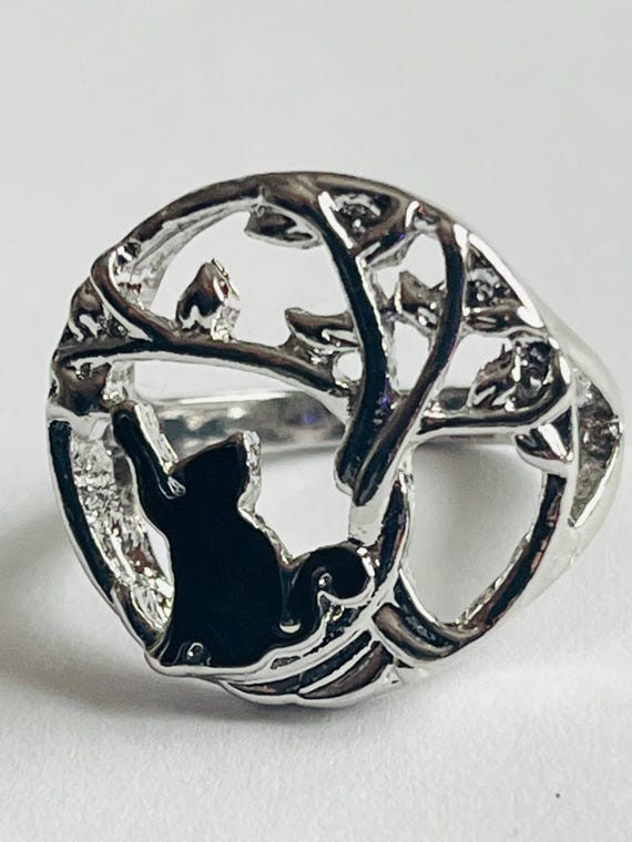 Vintage Cat Ring Size 6 Statement Ring Unique Rin… - image 1