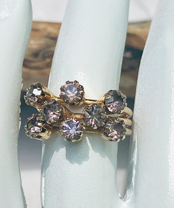 Vintage Lavender Cubic Zirconia Statement Ring: G… - image 6