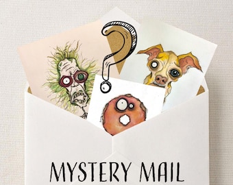 Art Mystery Mail | Original Drawing | Postcard | Sticker