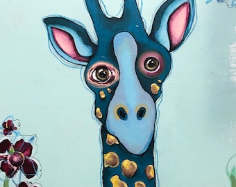 Abstract Art Print | 5x7 | Giclée Giraffe Mixed Media Painting