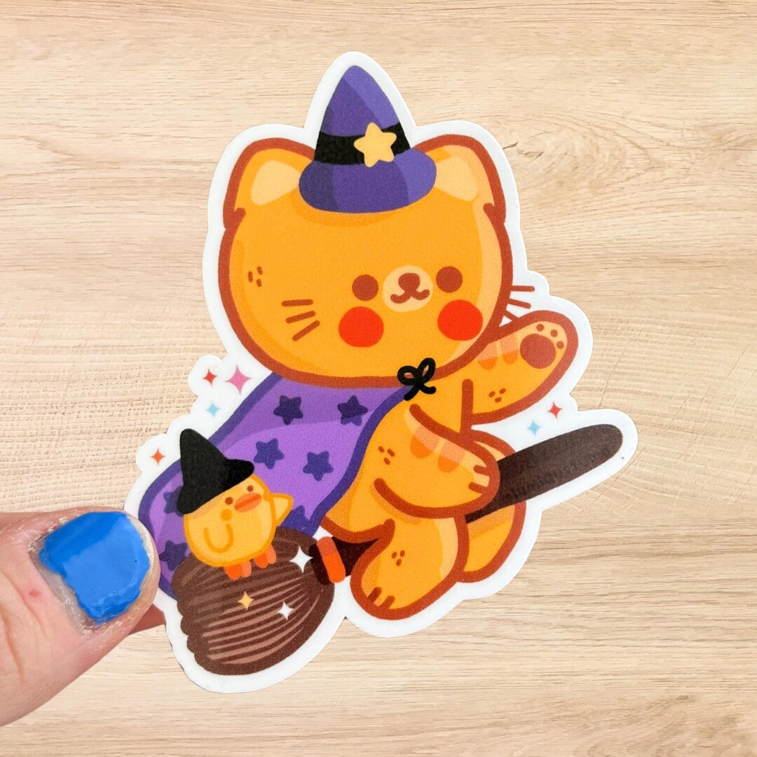 Halloween Witch Cat - Vinyl Sticker | Glossy Finish - Etsy