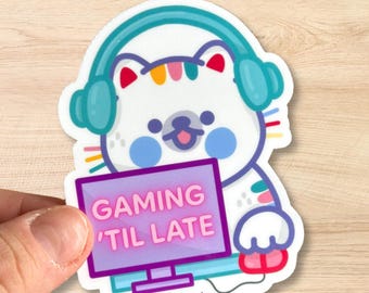 Meowtistic Neurodivergent Gamer Cat - Vinyl Sticker | Glossy finish