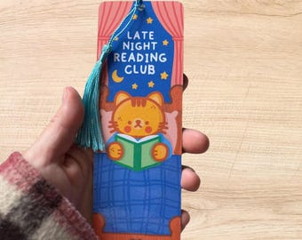 Late night reading club cat bookmark for book lovers, book gifts, readers gift, bookworms