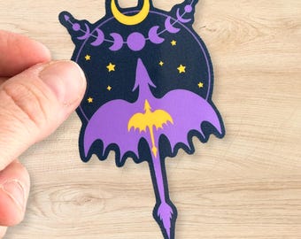 Fourth Wing Purple Dragon Sticker, witchy book vinyl sticker, dragon and moon phases glossy vinyl sticker, magical book fantasy sticker