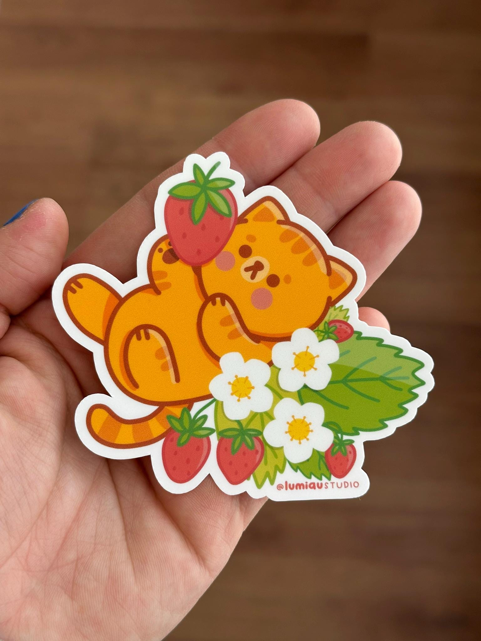 Kawaii Strawberry Cat - Vinyl Sticker | Glossy Finish - Etsy