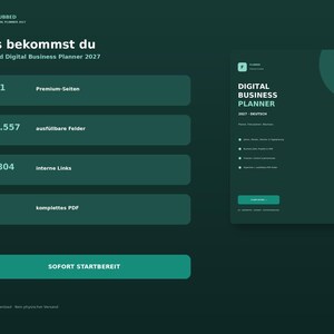 Digitaler Business Planer 2027 Deutsch – Ausfüllbarer PDF Planer für GoodNotes, Tages-, Wochen- und Monatsplaner
