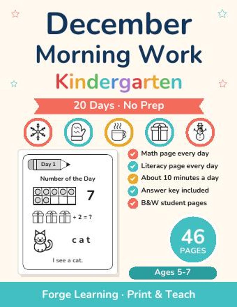 Christmas Worksheets Bundle Kindergarten | Christmas Mega Bundle, Morning Work, Unit Study, Busy Binder, Homeschool Printable image 5
