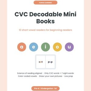 Phonics Bundle Kindergarten | CVC Flashcards, Decodable Readers, Sight Word Worksheets, Consonant Blends, Short Vowel Printable image 6