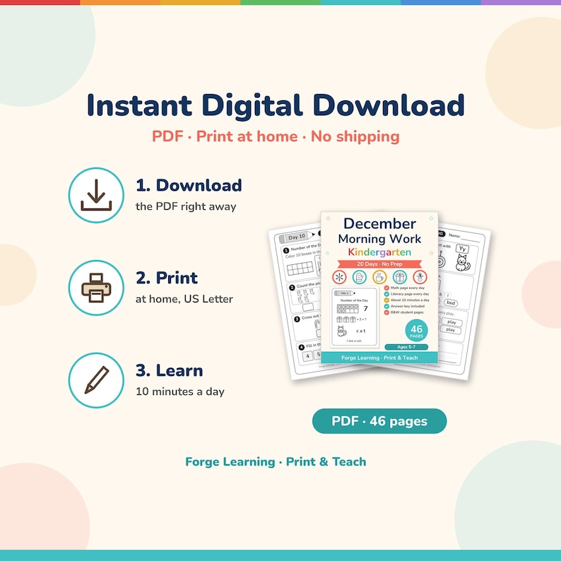 Instant digital download PDF, print at home, no shipping