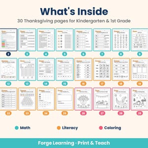 Preview of Thanksgiving cut and paste math activity pages