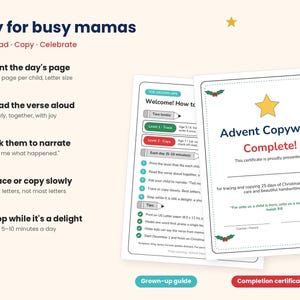 Preview of additional Advent Copywork pages for kindergarten and 1st grade Christian homeschool families