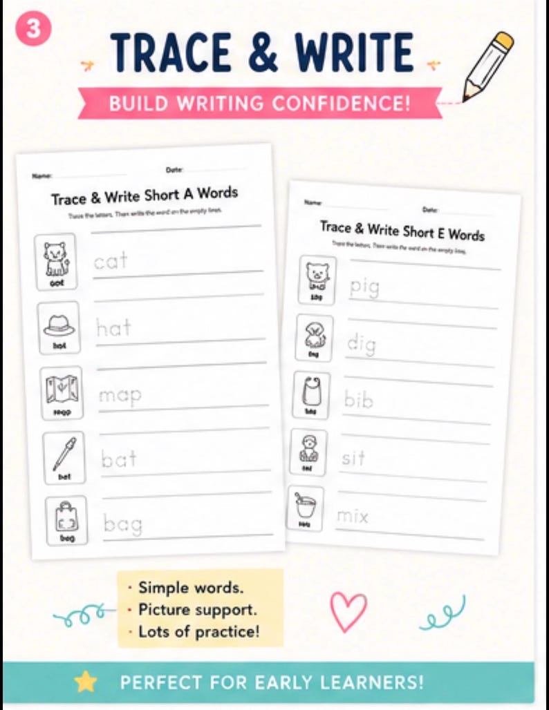 Preview of a short i CVC worksheet page