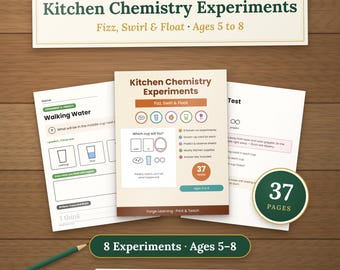 Kitchen Science Experiments for Kids, Kitchen Chemistry Printable, Homeschool Science Ages 5-8, STEM Activities, Kindergarten 1st 2nd Grade