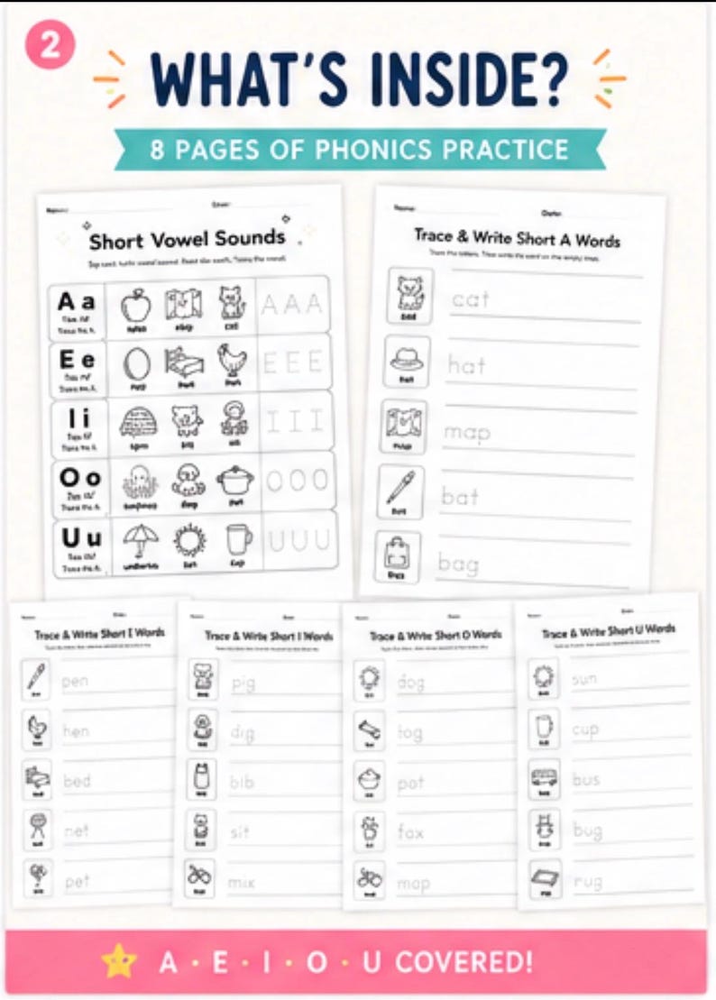 Preview of a short e CVC worksheet page