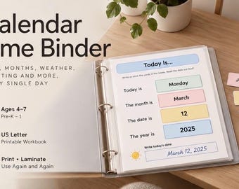 Calendar Time Binder Printable, Morning Meeting Calendar for Kids, Preschool Kindergarten Circle Time, Homeschool Calendar Board PDF