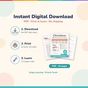 Instant digital download PDF, print at home, 1-2 pages a day, no shipping