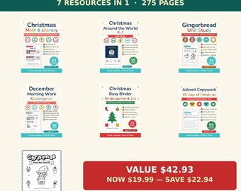Christmas Worksheets Bundle Kindergarten | Christmas Mega Bundle, Morning Work, Unit Study, Busy Binder, Homeschool Printable