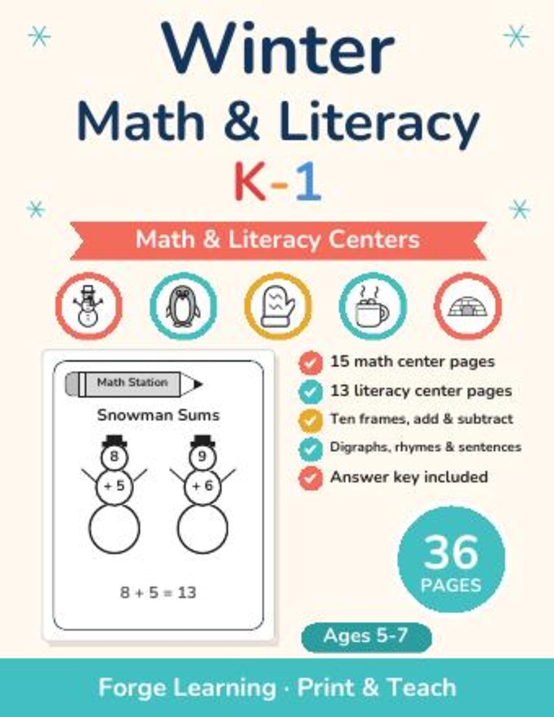 Winter Worksheets Bundle Kindergarten | Winter Mega Bundle, Winter Science, Unit Studies, Morning Basket, Homeschool Printable image 2