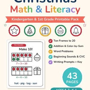 Christmas Worksheets Bundle Kindergarten | Christmas Mega Bundle, Morning Work, Unit Study, Busy Binder, Homeschool Printable image 2