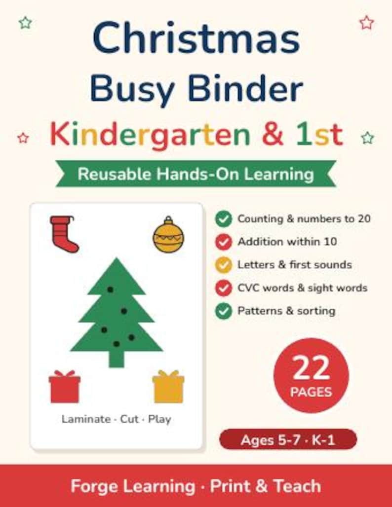 Christmas Worksheets Bundle Kindergarten | Christmas Mega Bundle, Morning Work, Unit Study, Busy Binder, Homeschool Printable image 6