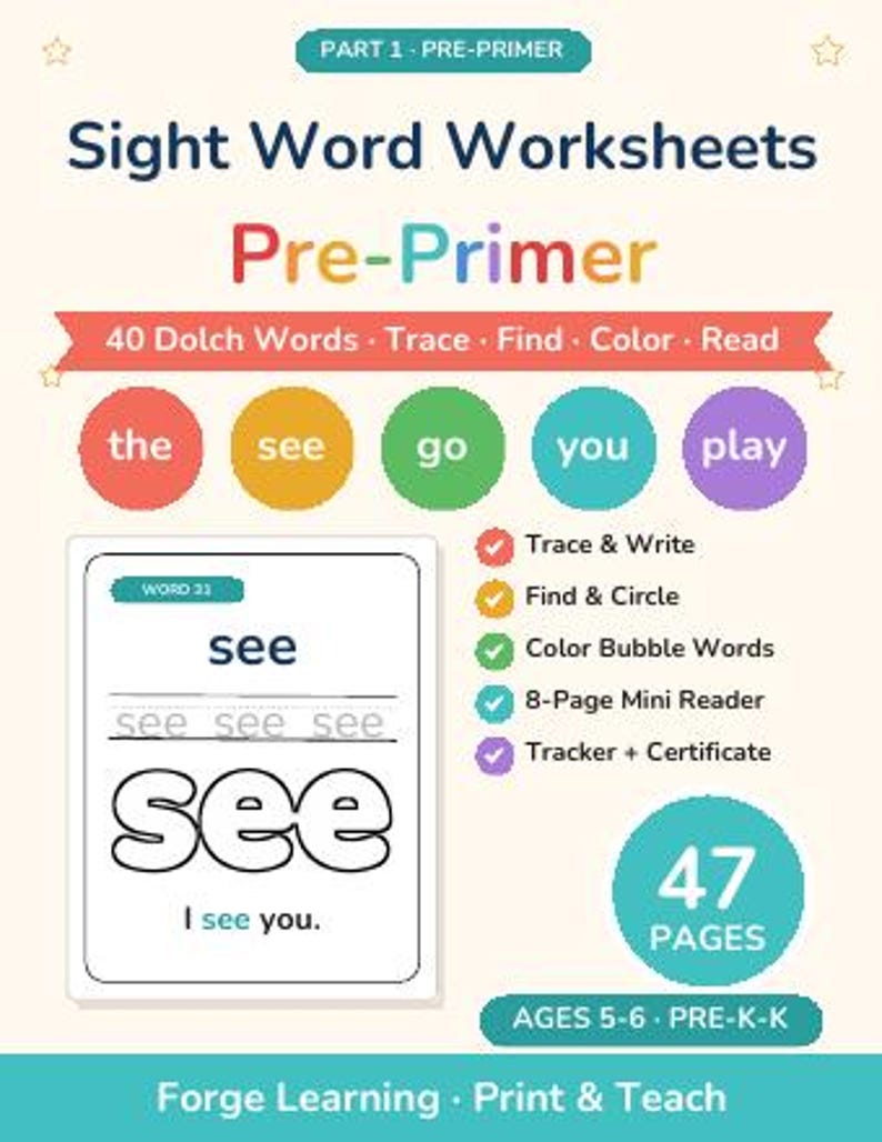 Phonics Bundle Kindergarten | CVC Flashcards, Decodable Readers, Sight Word Worksheets, Consonant Blends, Short Vowel Printable image 5