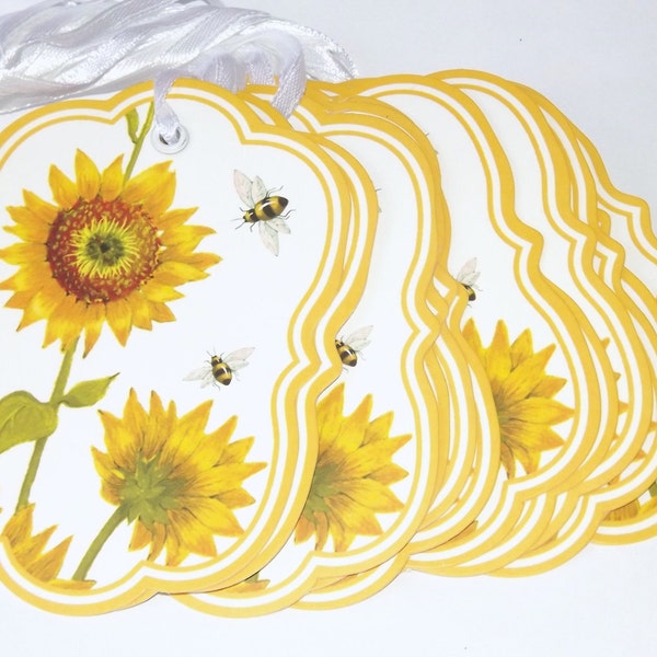 Sunflower Bumble Bee Spring Flower Gift Tags Scrapboooking