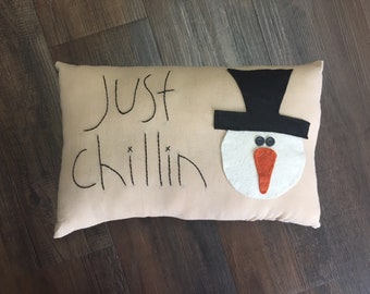 Just Chillin Snowman Pillow