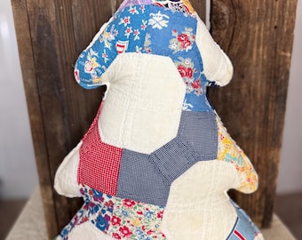 Tall Quilt Christmas Tree Pillow, Repurposed Antique Quilt, Farmhouse, Christmas Winter Decor