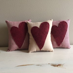 Handmade Set of 3 Heart Valentine Mini Pillow Bowl Filler