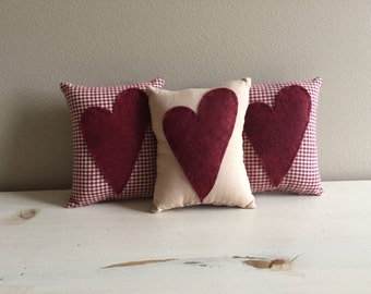 Handmade Set of 3 Heart Valentine Mini Pillow Bowl Filler