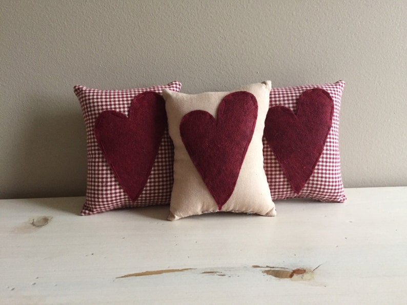 Handmade Set of 3 Heart Valentine Mini Pillow Bowl Filler image 1