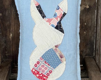 Vintage Quilt Easter Bunny Antique Quilt Spring Farmhouse Cottagecore Pillow