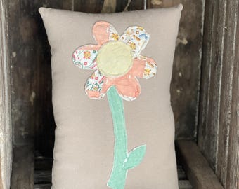 Repurposed Vintage Quilt Flower Pillow Spring Cottagecore