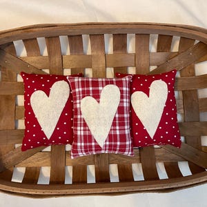 Handmade Set of 3 Heart Valentine Mini Pillow Bowl Filler