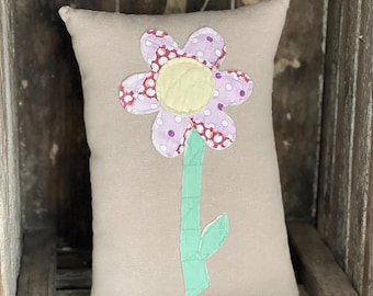 Repurposed Vintage Quilt Flower Pillow Spring Cottagecore