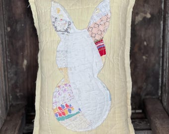 Vintage Quilt Easter Bunny Antique Quilt Spring Farmhouse Cottagecore Pillow