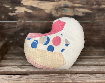 Vintage Quilt Heart Pillow Antique Repurposed Valentine Decoration