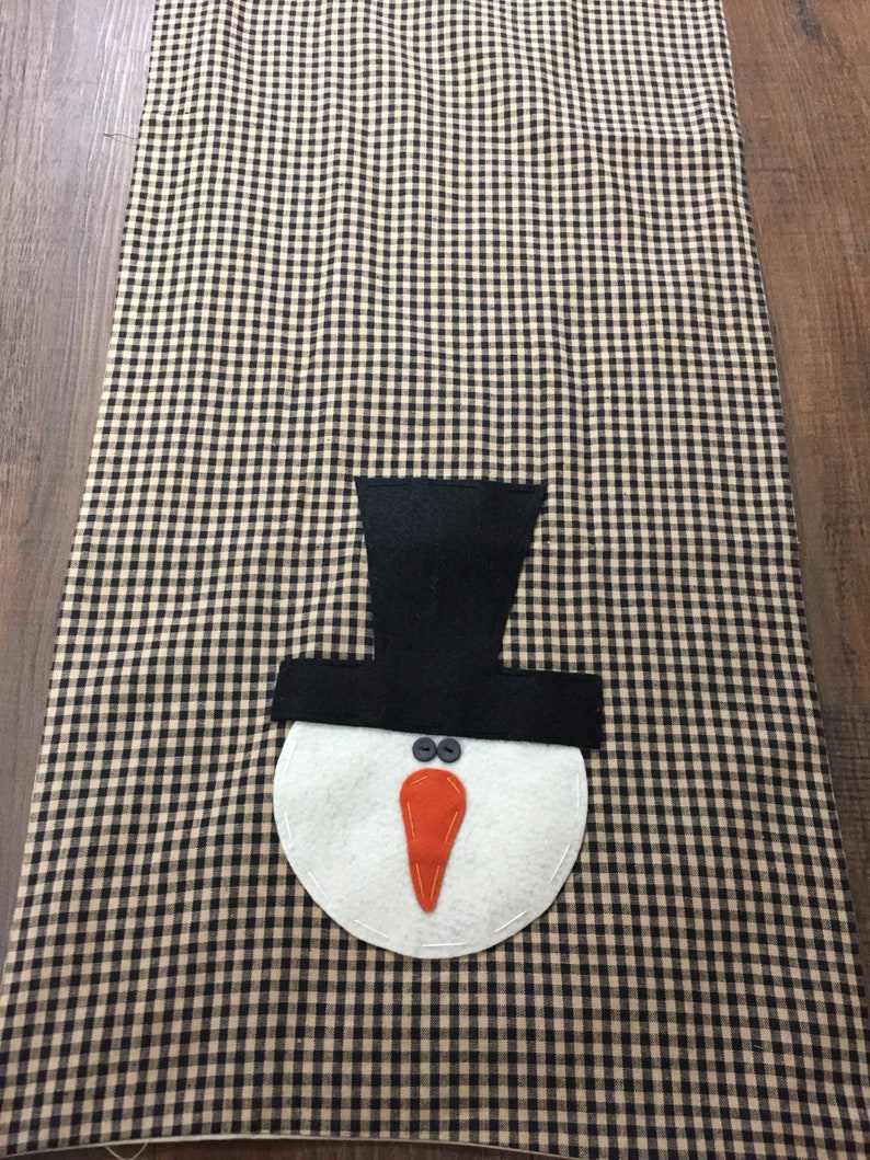 Snowman Christmas Winter Black Homespun Table Runner