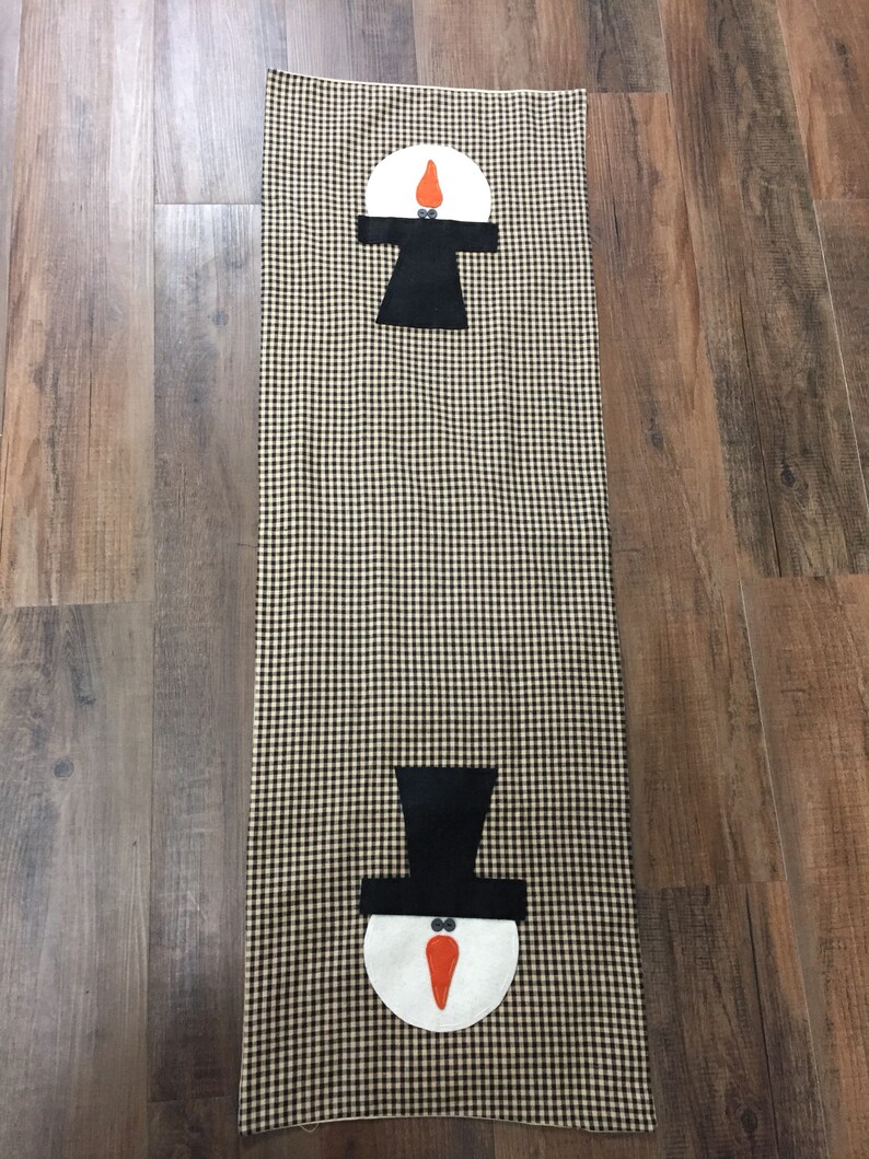 Snowman Christmas Winter Black Homespun Table Runner