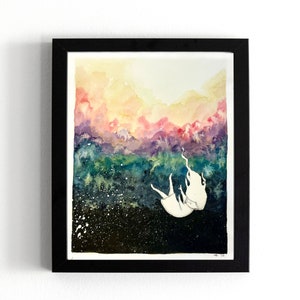 Original Watercolor Painting. &quot;Nightfall.&quot; Watercolor and pencil Original Illustration 8x10. Original Watercolor Art. Not A Print.