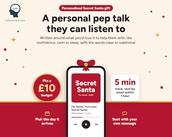 Secret Santa Gift, Personalised Affirmation Audio, Unique Christmas Gift Under 10 Pounds, Digital Gift for Colleague or Friend